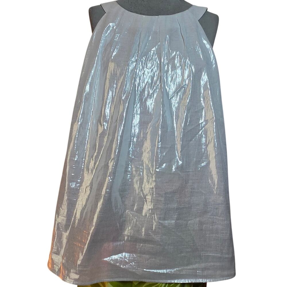 Talbots Silver Metallic Sleeveless Blouse Size 18